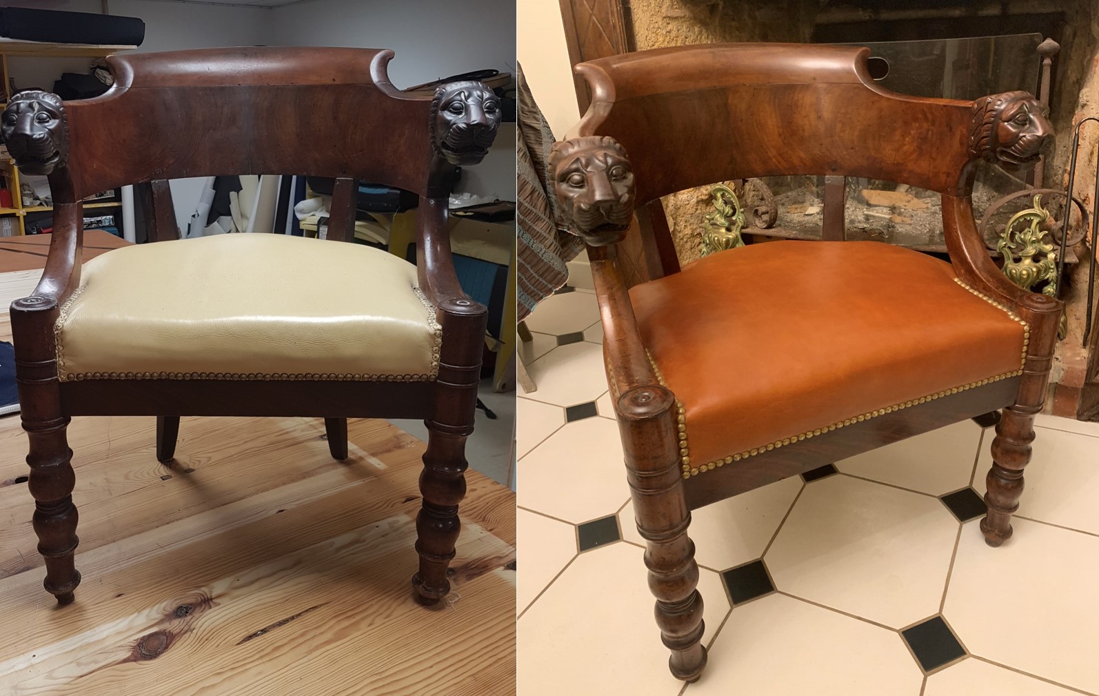 Fauteuil empire tête de lion